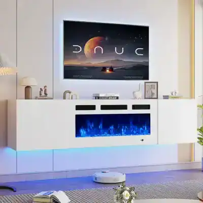 Alternative view of Wall-Mounted Floating TV Stand with 36" Electric Fireplace and Storage