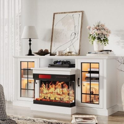 Alternative view of 59" Fireplace TV Stand with Glass Doors for TVs up to 65"