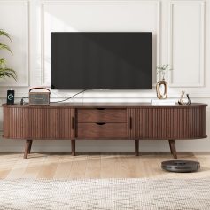 Alternative view of 69" Mid Century Modern TV Stand with Charging Station & Sliding Doors