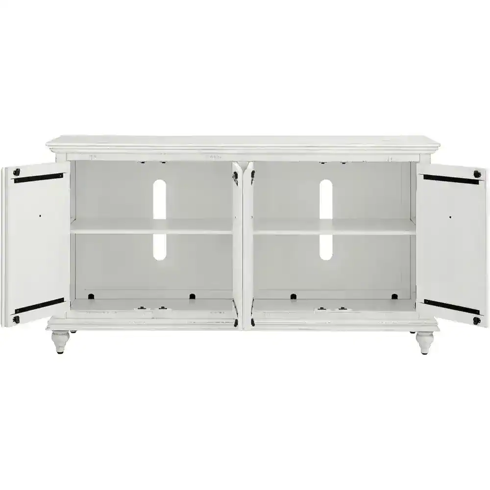 Rustic White Solid Wood 65" TV Stand with Distressed Finish - Image 5