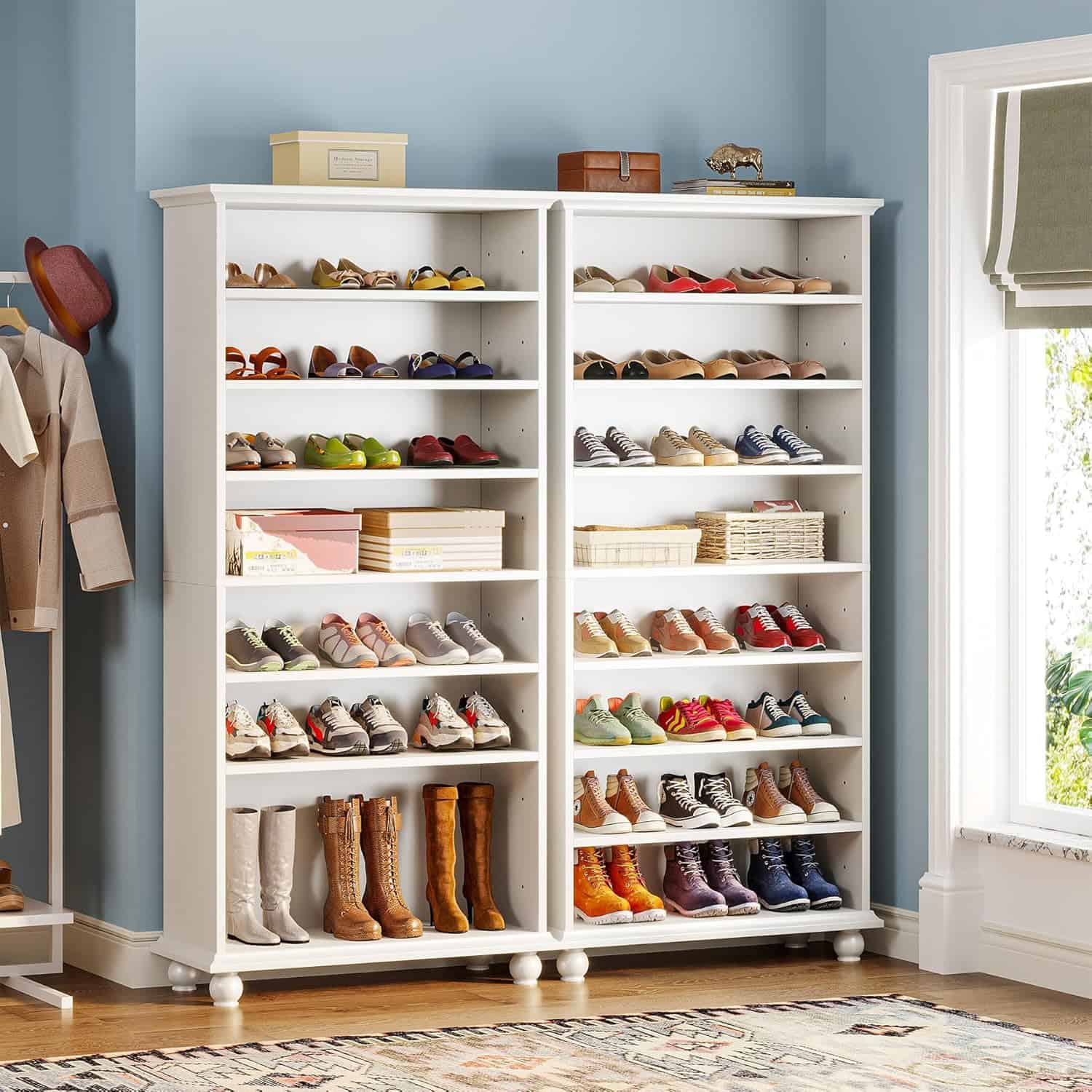 9-Tier Tall Shoe Storage Cabinet with LED Lighting - Image 3