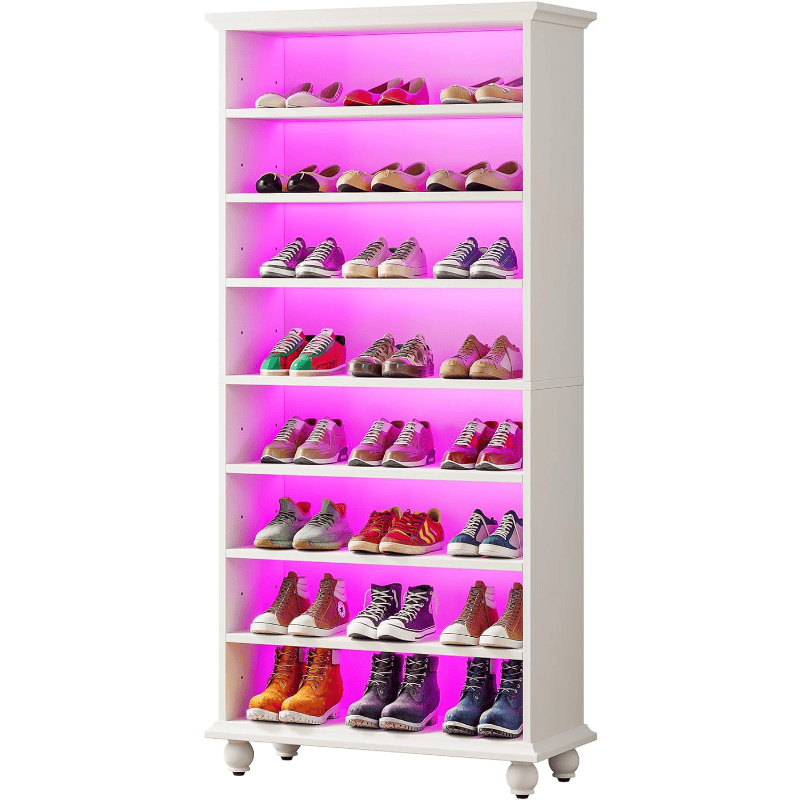 9-Tier Tall Shoe Storage Cabinet with LED Lighting - Image 6