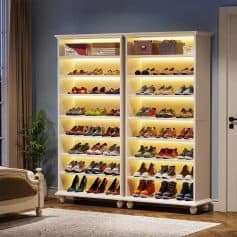 9-Tier Tall Shoe Storage Cabinet with LED Lighting