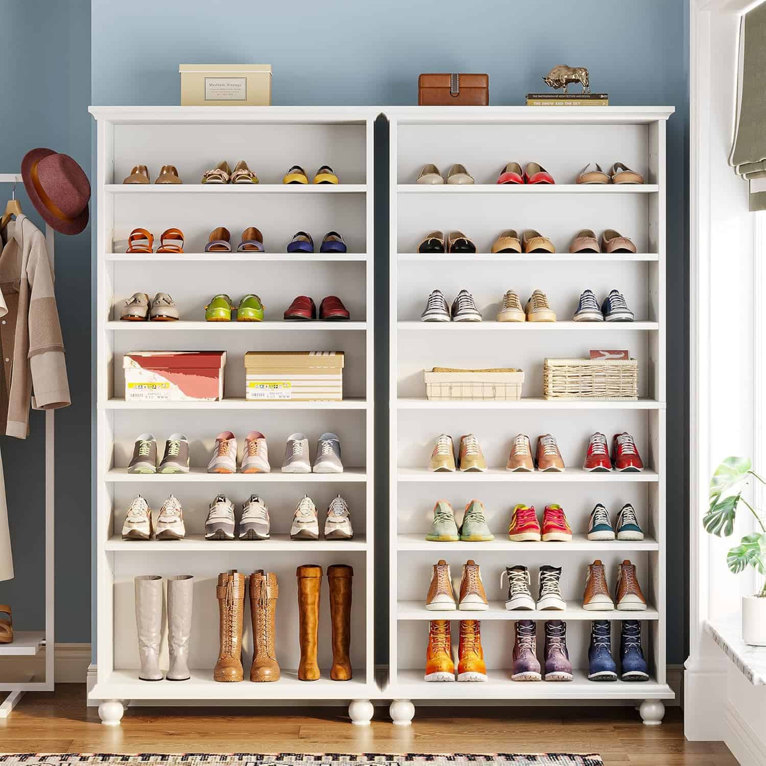 9-Tier Tall Shoe Storage Cabinet with LED Lighting - Image 4