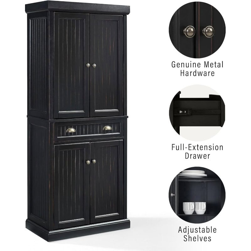 Seaside Coastal Pantry Cabinet with Shelves for Kitchen, Dining, or Laundry Room - Image 4