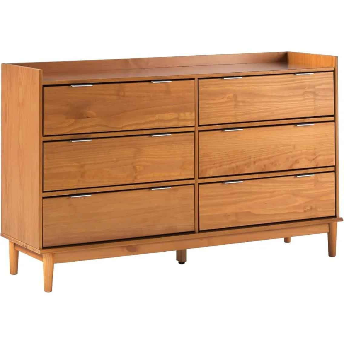 Modern Solid Wood 6-Drawer Dresser with Gallery-Top - Image 5