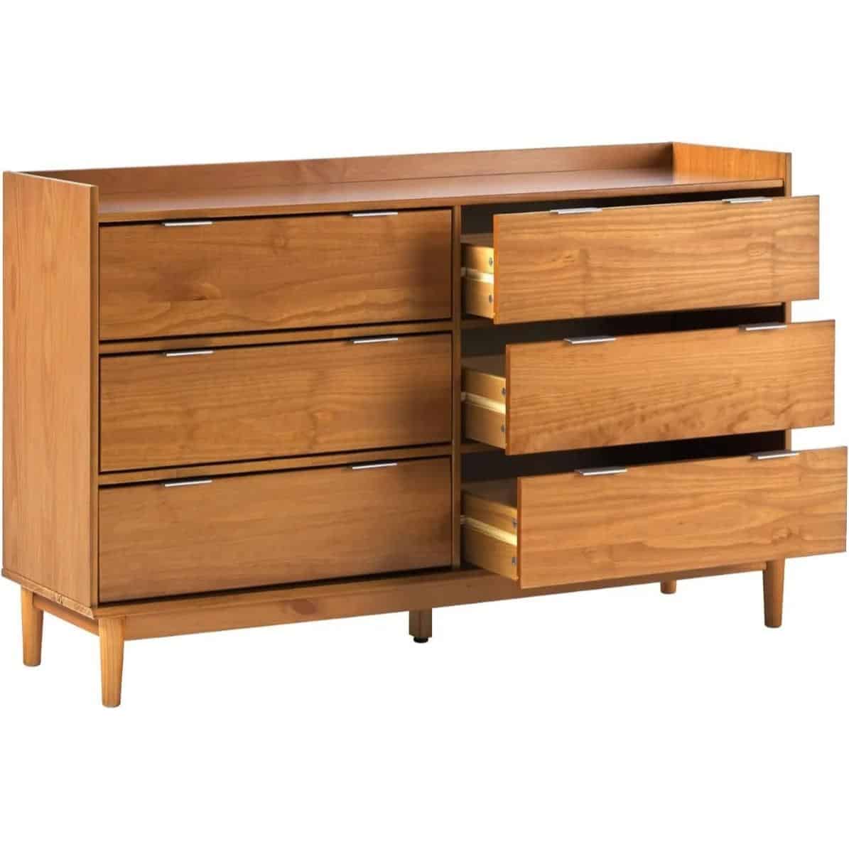 Modern Solid Wood 6-Drawer Dresser with Gallery-Top - Image 4