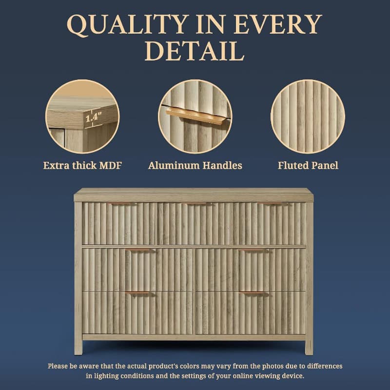 Modern Fluted 7-Drawer Dresser with Elegant Design and Versatile Storage - Image 3