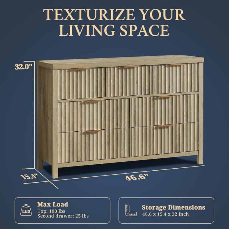 Modern Fluted 7-Drawer Dresser with Elegant Design and Versatile Storage - Image 6