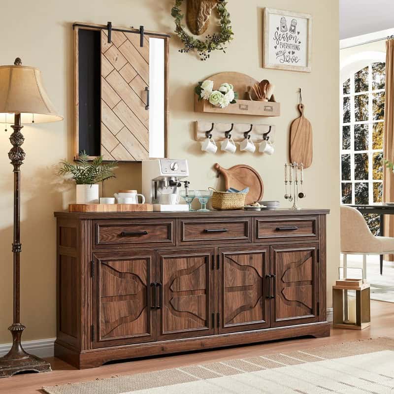66" Farmhouse Buffet Sideboard Cabinet with Adjustable Shelves and Drawers - Image 6