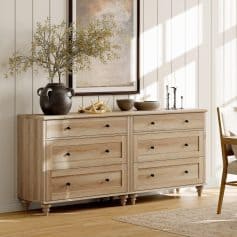 Alternative view of 6-Drawer Oak Dresser for Bedroom, Modern Wooden Closet Storage Chest