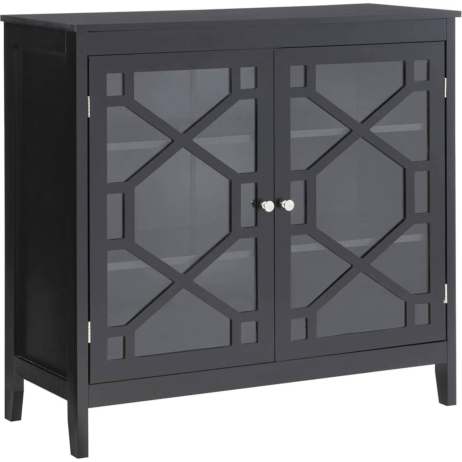 Elegant Black Cabinet with Decorative Door Fronts and Ample Storage - Image 4