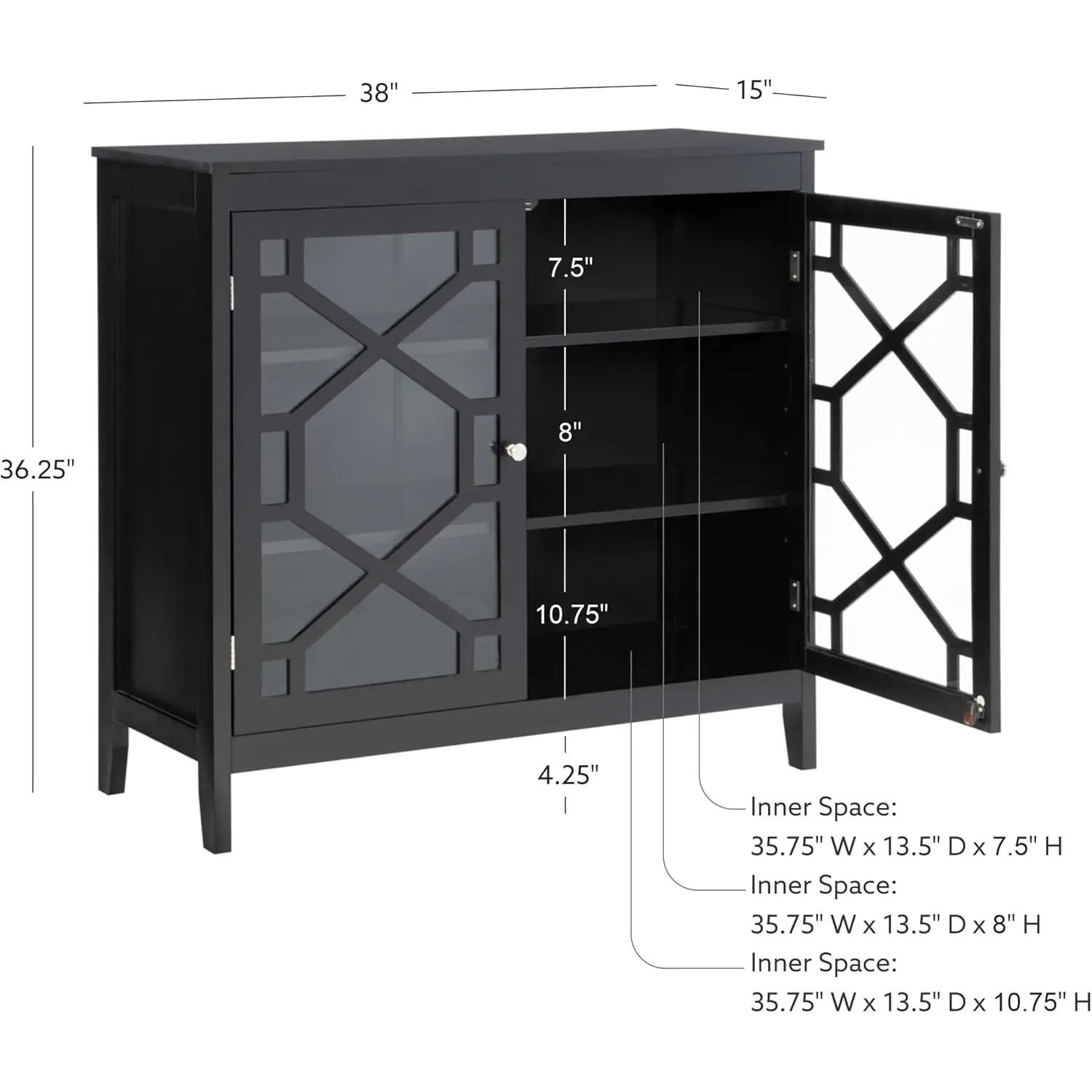 Elegant Black Cabinet with Decorative Door Fronts and Ample Storage - Image 6