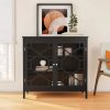 Elegant Black Cabinet with Decorative Door Fronts and Ample Storage