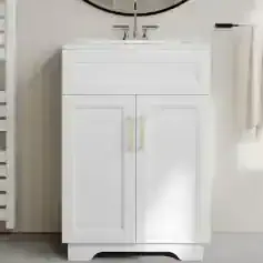 Alternative view of Modern Grey Bathroom Vanity with 24" Ceramic Sink and Storage Cabinet