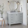 42" Grey Bathroom Vanity with Carrara Quartz Countertop