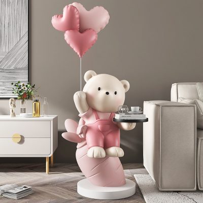 Nordic Turnip Bear Floor Sculpture with Tray