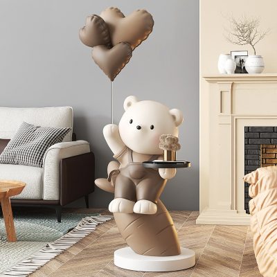 Alternative view of Nordic Turnip Bear Floor Sculpture with Tray