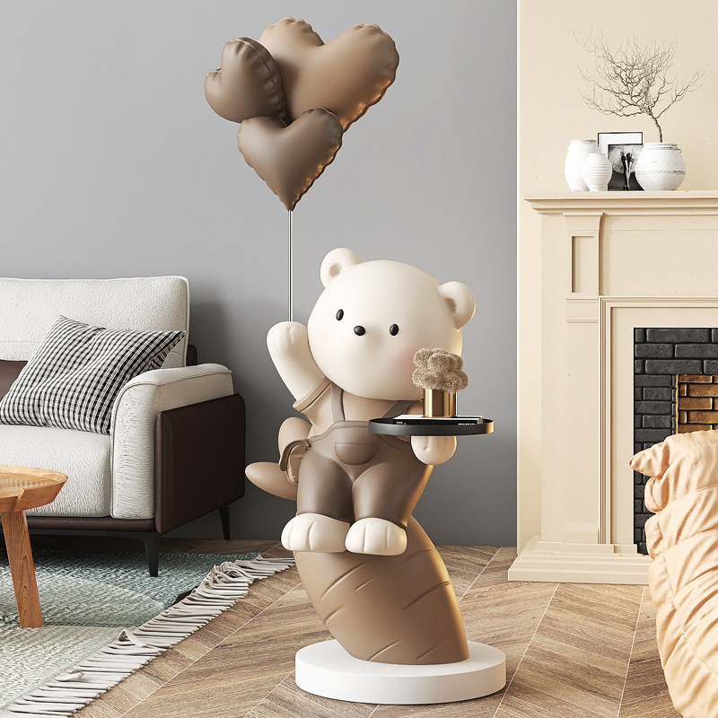 Nordic Turnip Bear Floor Sculpture with Tray - Image 2