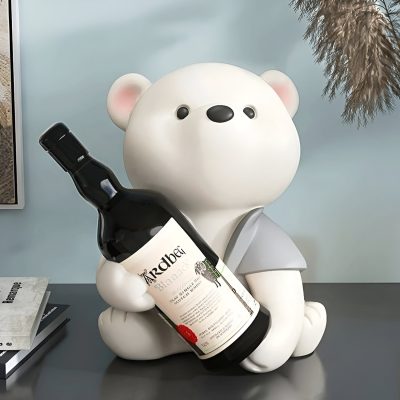 Vigorous Bear Wine Rack – Creative Nordic Animal Sculpture for Home Decor