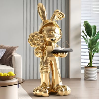 Nordic Rabbit Statue Table with Tray