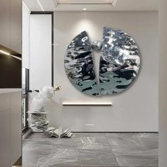 Modern Stainless Steel Wall Hanging - Water Ripple Decoration for Living Spaces