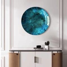 Timeless home decor mirror with a vibrant blue design, ideal for modern living rooms and offices; adds style and sophistication to your space.
