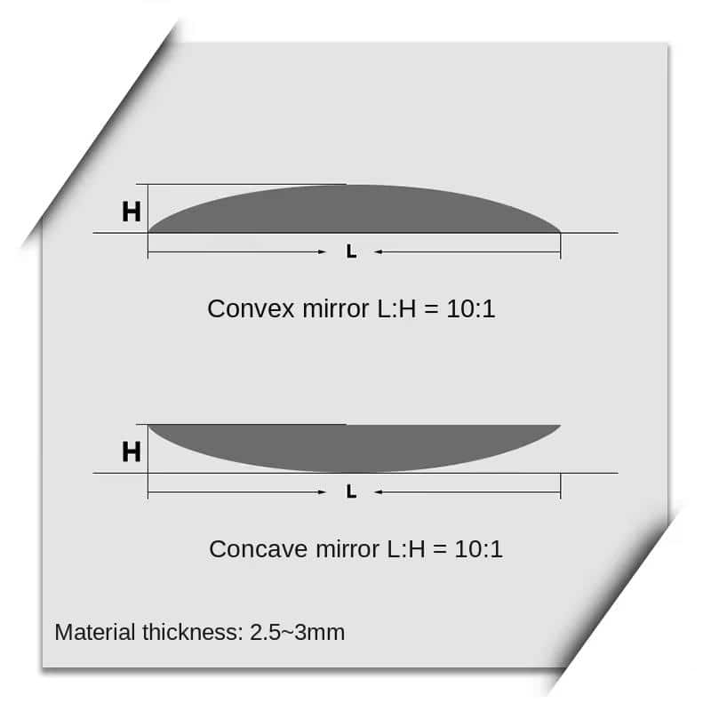 High-quality convex and concave optical mirrors for professional optical applications at Monalisa Store. Durable 2.5-3mm thick materials, perfect for precise light reflection and laser systems.