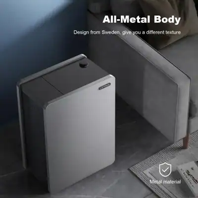 All-Metal Body air purifier with Swedish design for a durable and textured appearance, perfect for modern home and office environments, enhances air quality efficiently.