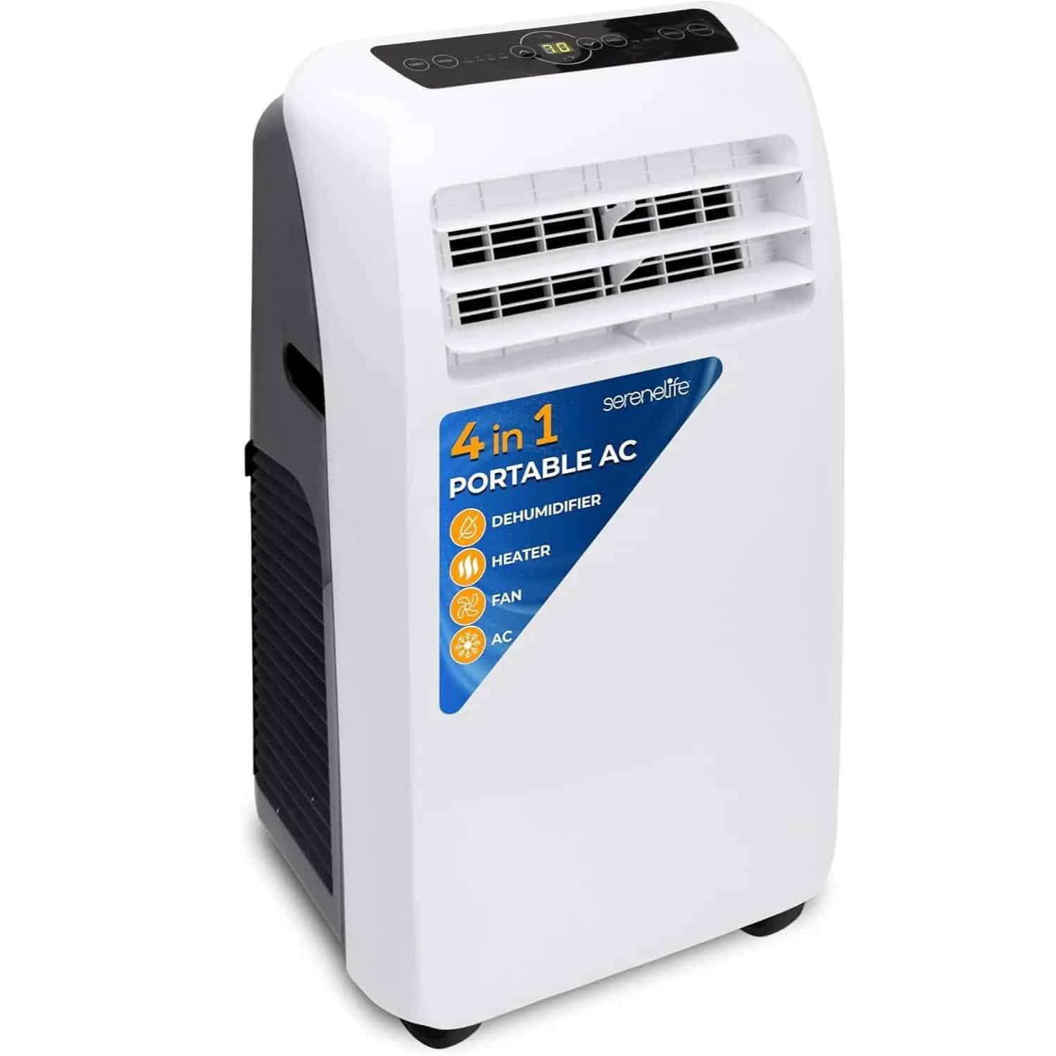 Portable 4-in-1 air conditioner with dehumidifier, fan, and heater, ideal for home and office cooling solutions. Compact and energy-efficient portable AC unit.