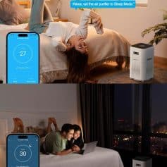Air purifier for bedroom use with smart app control, ideal for improving air quality and sleep environment at Monalisa Store.