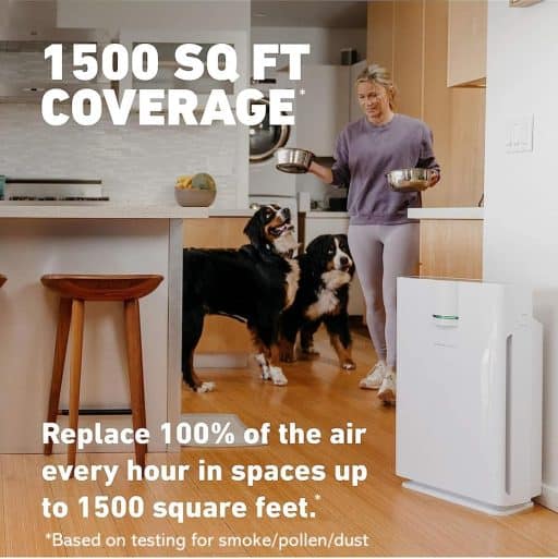 Air purifier for large spaces, 1500 sq ft coverage, indoor air cleaning, pet-friendly air purifier, smoke and dust removal, Monalisa Store air quality solutions, home air purifiers, allergy relief appliances, effective air filtration, residential air purification system.