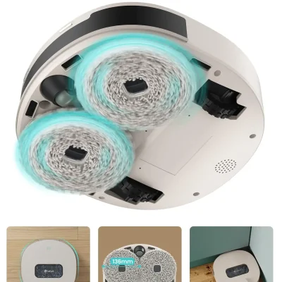 Dual rotating mop with 180 rpm/min for efficient floor cleaning and sterilization.