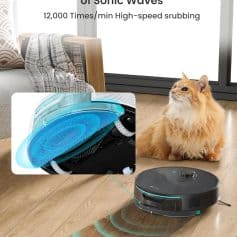 Scientific robotic vacuum cleaner for pet hair and floor cleaning, advanced sonic wave technology, and smart home compatible, ideal for modern households, Monalisa Store opt.
