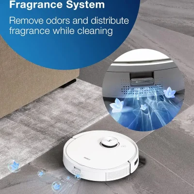 Indoor mobile fragrance system for home or office, removing odors and distributing pleasant scents during cleaning for a fresh environment.