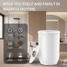 20L portable washing machine with large capacity, wood handle, 0.5-4 hour timer, one-touch heating, and fragrance function, ideal for compact home laundry needs.