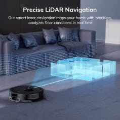 Accurate laser navigation map of living room for smart vacuum cleaner with 3D floor analysis.