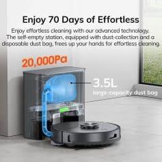 20,000Pa high suction robot vacuum cleaner with 3.5L dustbin, smart navigation, ideal for home cleaning, featuring powerful suction and dust collection technology for effortless cleaning.