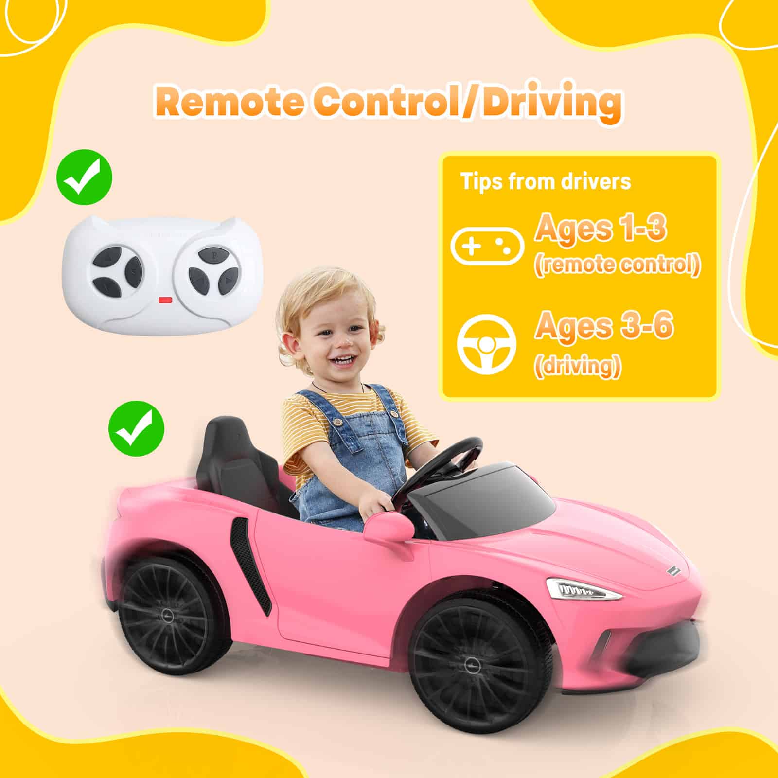 Remote control car for kids with steering wheel and driving features, ideal for children ages 3-6, available at Monalisa Store with safety and fun in mind.