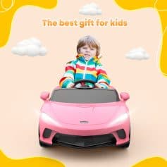 Kids toy car, pink electric ride-on car for children, playful and fun kids gift, suitable for outdoor play and developmental activities, ideal for birthdays and special occasions.