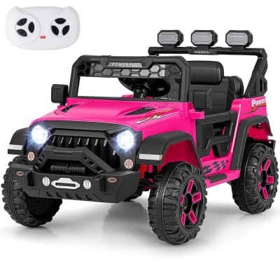 Battery-powered kids' electric ride-on car with realistic design, LED lights, and remote control for safe indoor and outdoor play - perfect for young children.