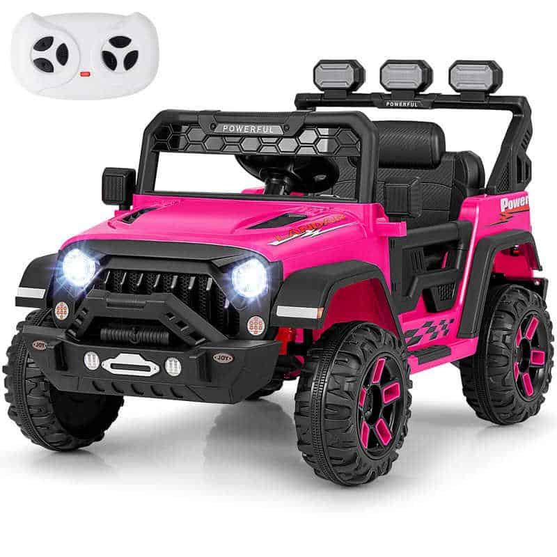 Battery-powered kids' electric ride-on car with realistic design, LED lights, and remote control for safe indoor and outdoor play - perfect for young children.