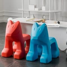 Red and blue small monster shaped chairs for kids, playful furniture for children's room decor, ergonomic and colorful toddler seats, perfect for a fun and comfortable baby space, Monalisa Medical Store.