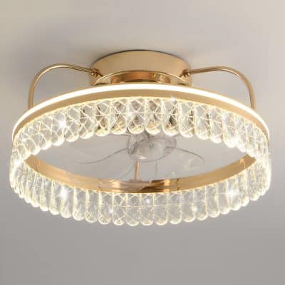 Elegant crystal LED ceiling chandelier with gold accents, perfect for modern and luxurious interior decor. Ideal lighting fixture for living rooms, dining areas, or bedrooms in upscale homes.