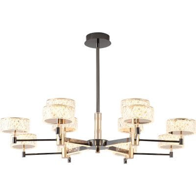 Elegant modern chandelier with crystal-adorned lampshades, perfect for enhancing the ambiance of luxury retail spaces like Monalisa Store and premium optical showrooms.