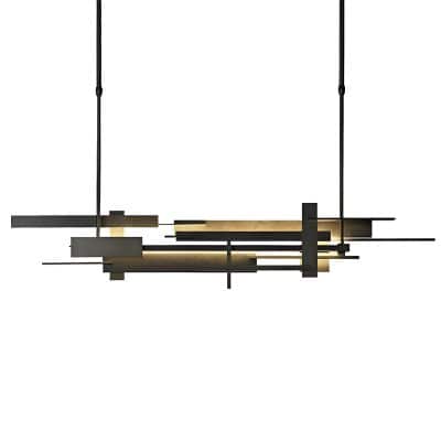 Contemporary modern black and gold pendant light fixture, ideal for stylish residential or commercial spaces, providing elegant illumination and sophisticated design.