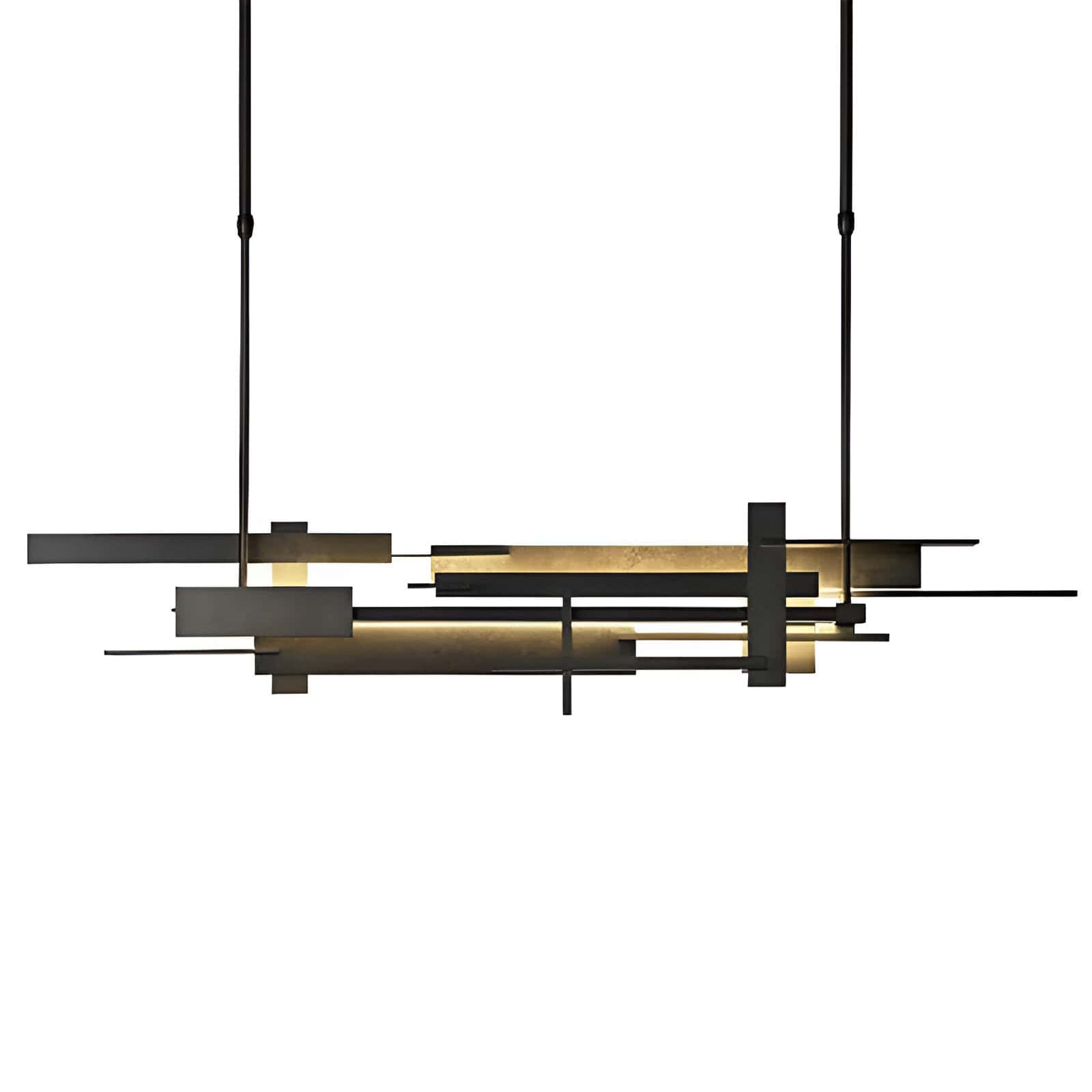 Contemporary modern black and gold pendant light fixture, ideal for stylish residential or commercial spaces, providing elegant illumination and sophisticated design.