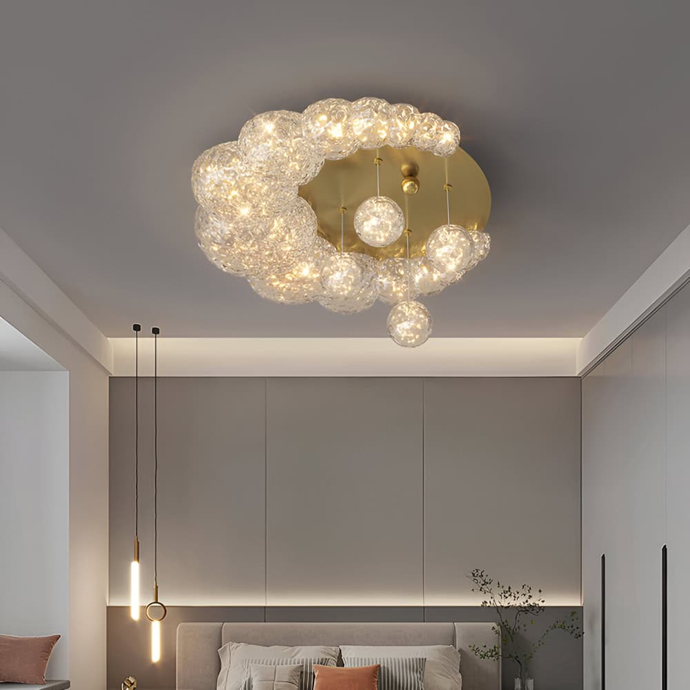 Elegant crystal chandelier lighting fixture for modern bedroom decor at Monalisa Medical Store.