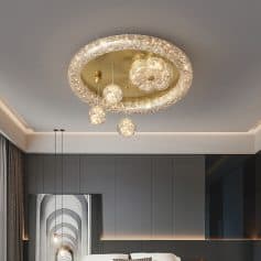 Modern luxurious chandelier with crystal accents, perfect for upscale homes and living rooms.