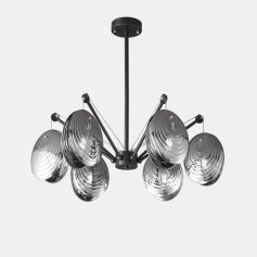 Elegant modern chandelier with multiple metallic glass shades, ideal for contemporary interior lighting, featuring stylish design and premium quality for luxurious homes or commercial spaces.